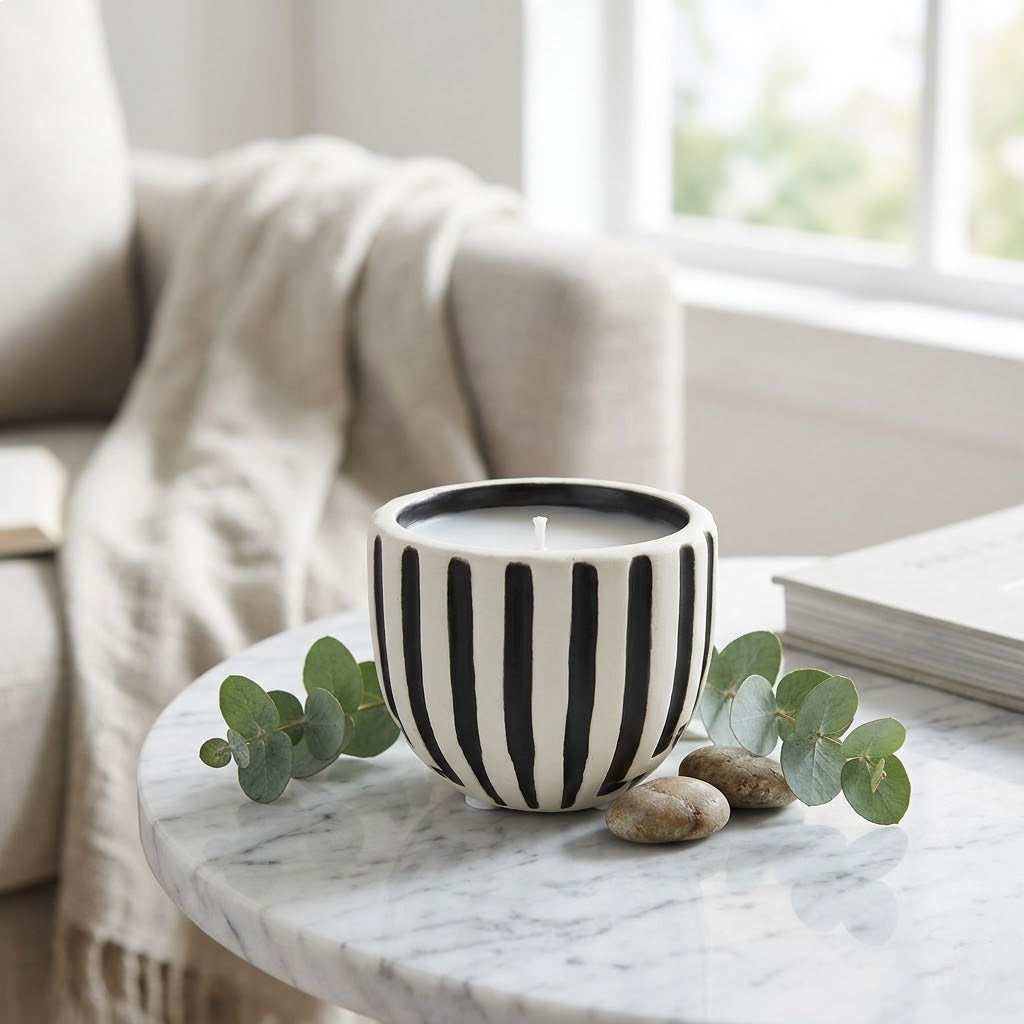 Striped Ceramic Candle Holder Ornament
