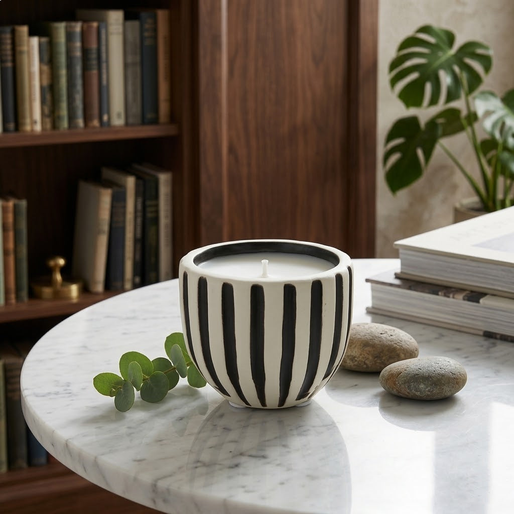 Striped Ceramic Candle Holder Ornament