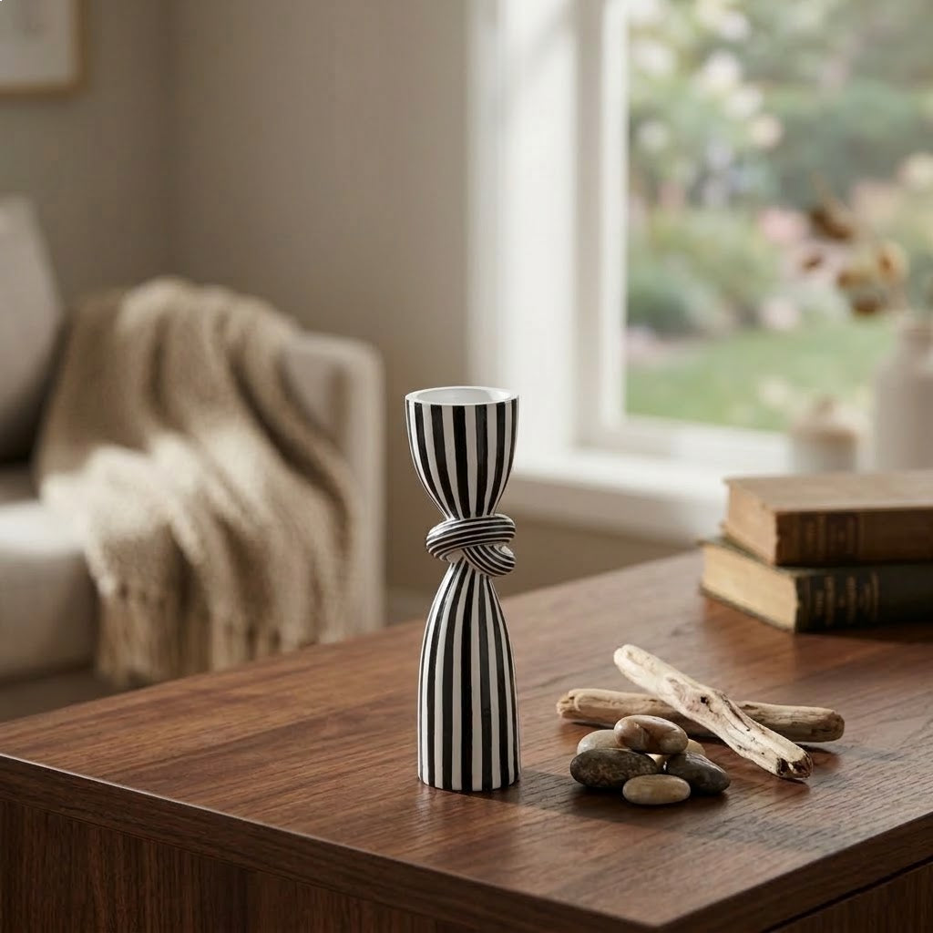 Modern Striped Resin Candle Holder